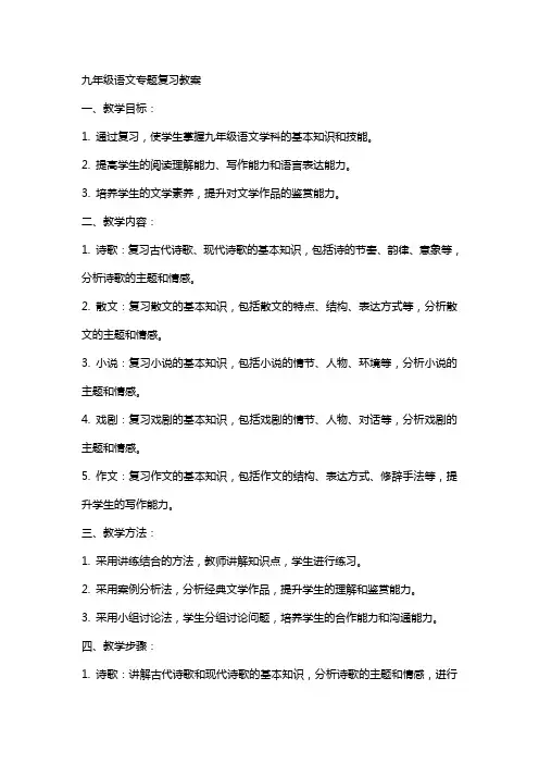 九年级语文专题复习教案