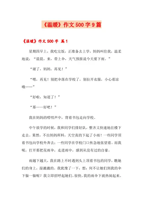 《温暖》作文500字9篇
