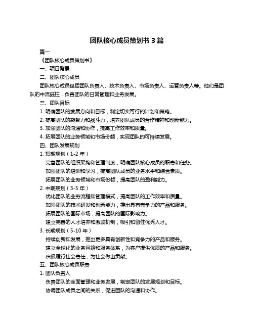 团队核心成员策划书3篇