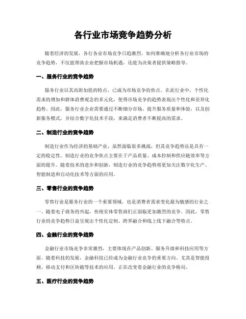 各行业市场竞争趋势分析