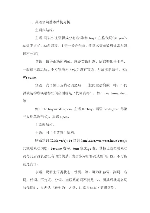 英语语句基本结构分析