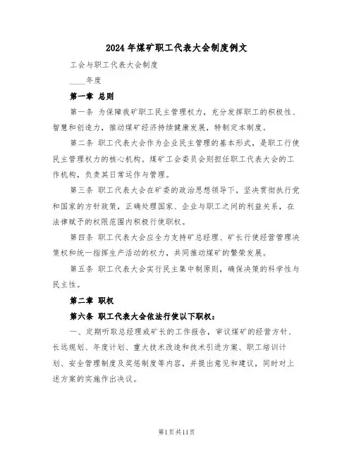 2024年煤矿职工代表大会制度例文（五篇）