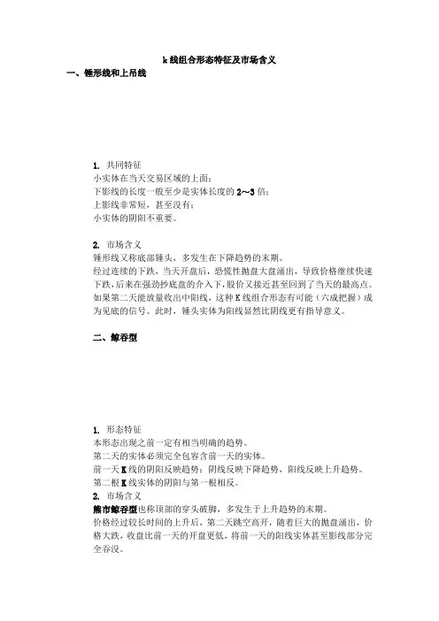k线组合形态特征及市场含义