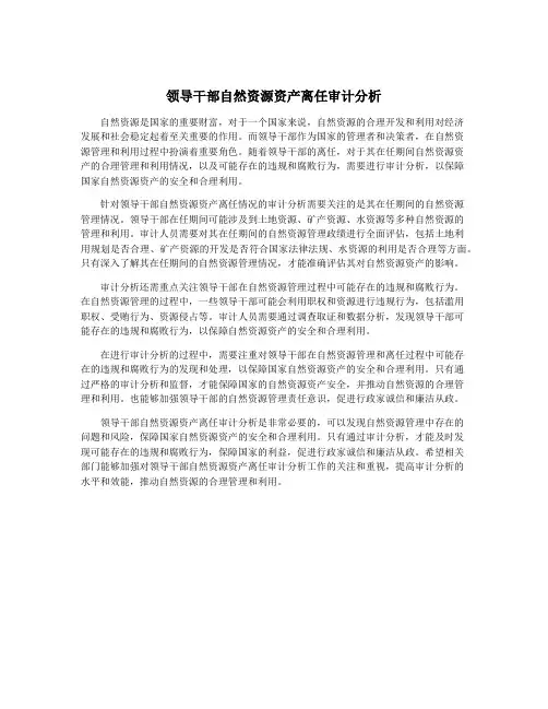 领导干部自然资源资产离任审计分析
