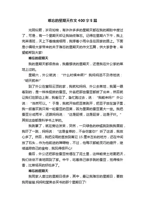 难忘的星期天作文400字5篇