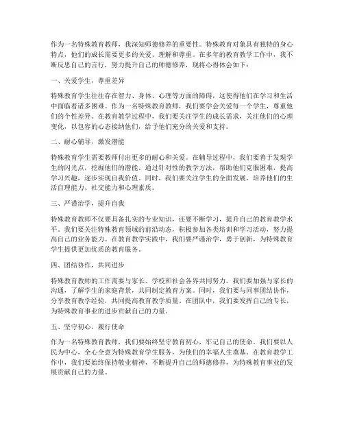 特教师德修养心得体会
