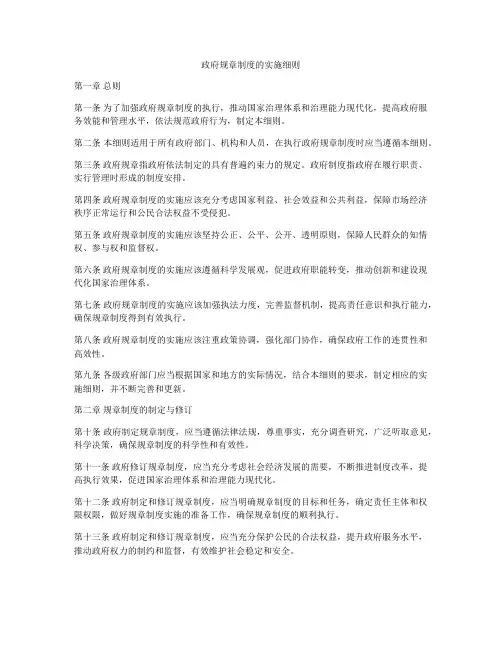 政府规章制度的实施细则
