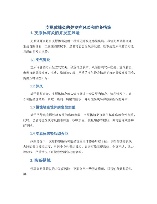 支原体肺炎的并发症风险和预防措施