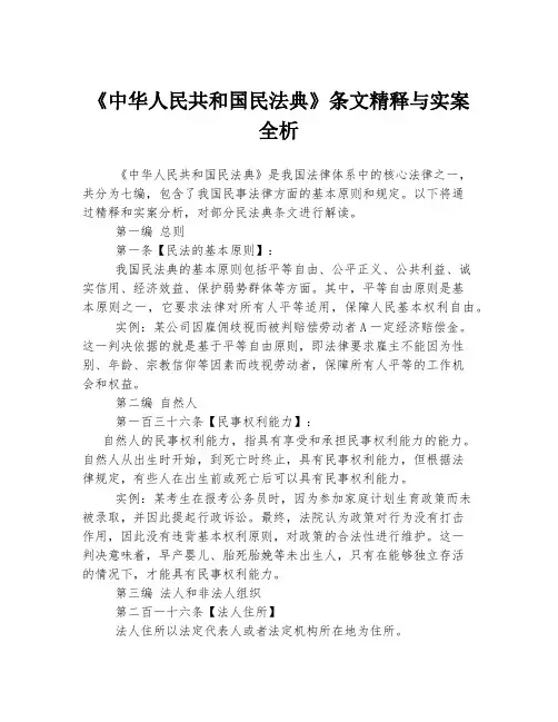 《中华人民共和国民法典》条文精释与实案全析