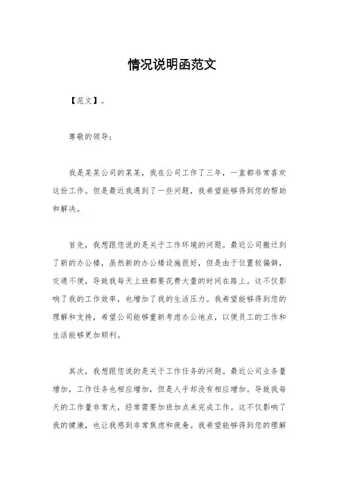 情况说明函范文