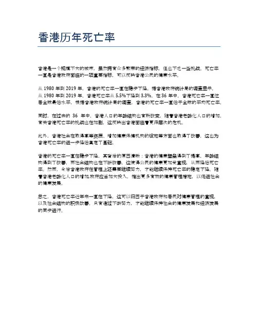 香港历年死亡率