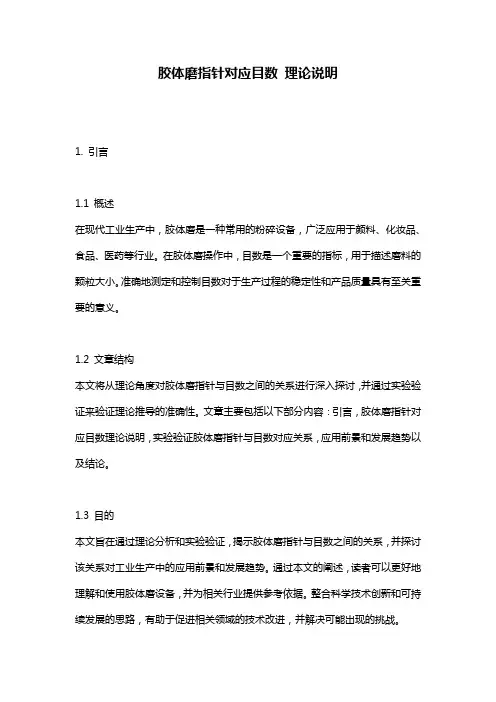 胶体磨指针对应目数_理论说明