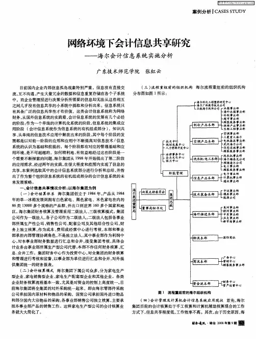 网络环境下会计信息共享研究——海尔会计信息系统实施分析