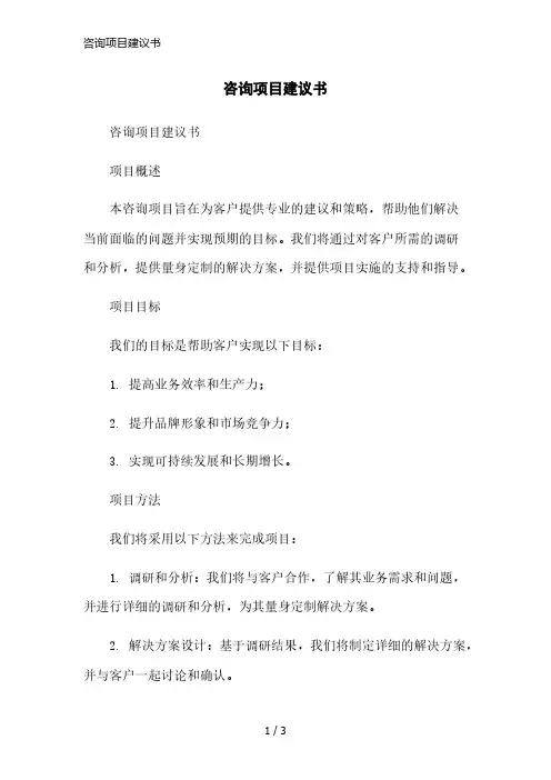 咨询项目建议书简洁范本