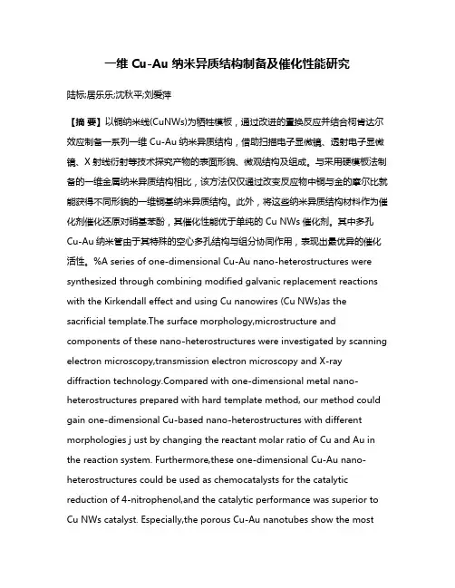 一维Cu-Au纳米异质结构制备及催化性能研究