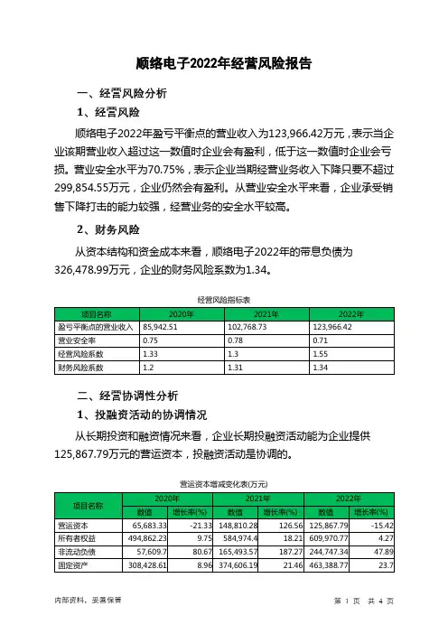 002138顺络电子2022年经营风险报告