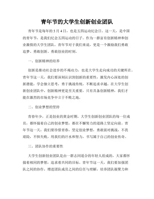 青年节的大学生创新创业团队