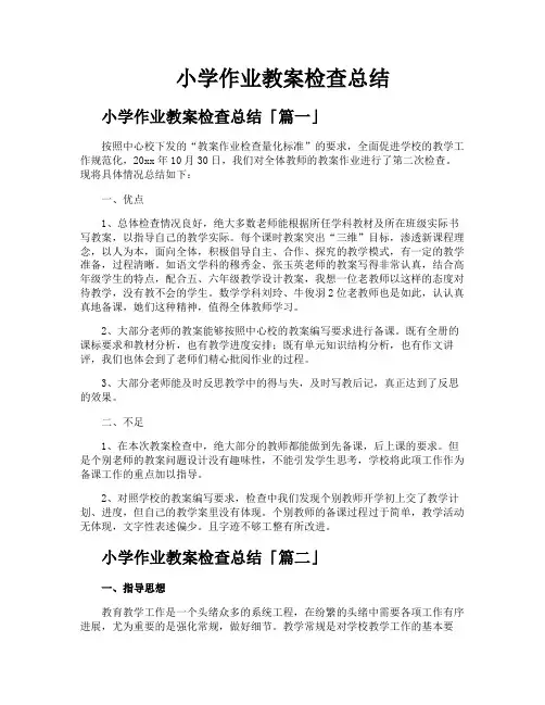 小学作业教案检查总结