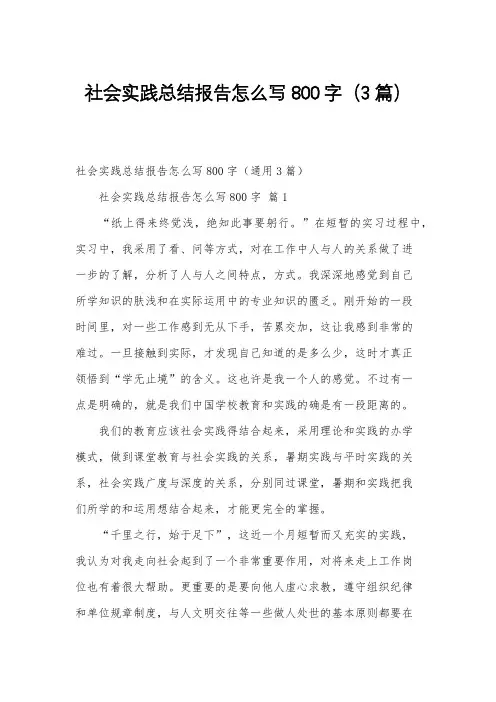 社会实践总结报告怎么写800字(3篇)