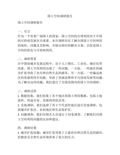 国土空间调研报告