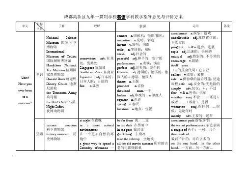 2014年春新版人教版新目标教材解析八下U9知识点整理(含单词,短语,句子和语法)