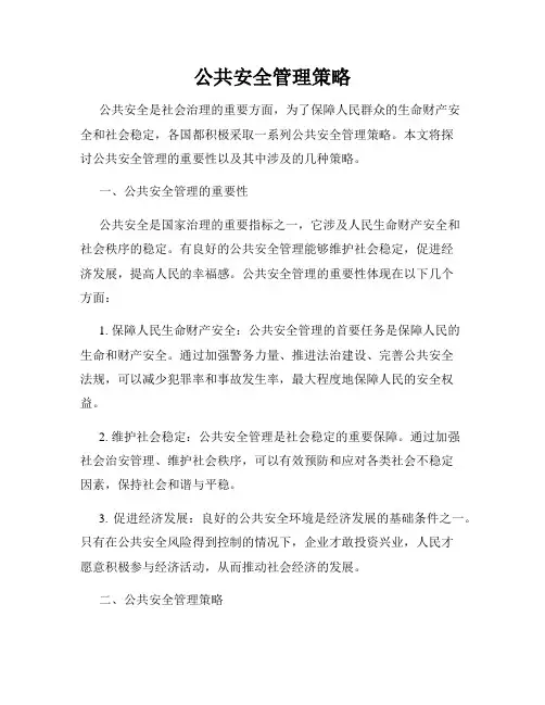 公共安全管理策略
