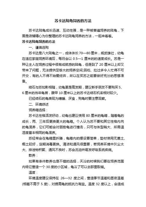 苏卡达陆龟饲养的方法