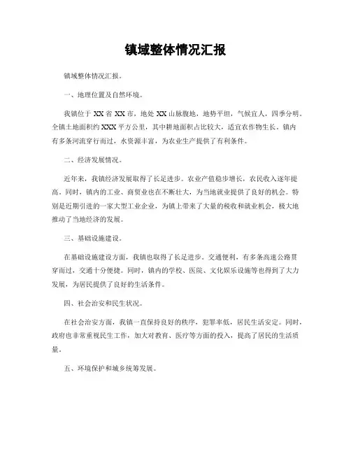 镇域整体情况汇报