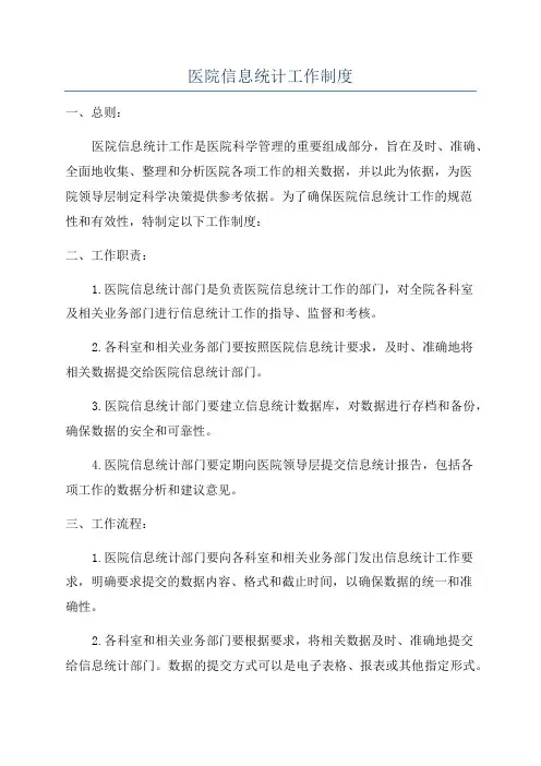 医院信息统计工作制度