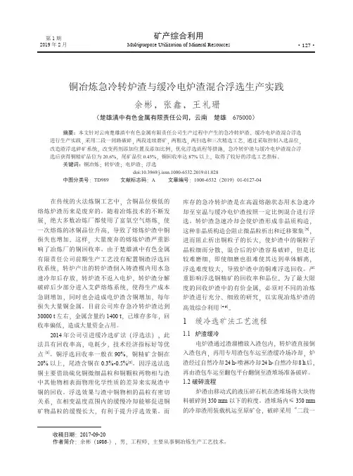 铜冶炼急冷转炉渣与缓冷电炉渣混合浮选生产实践