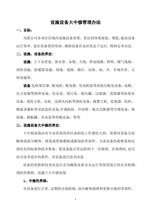 设施设备大中修管理办法