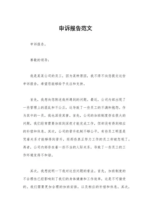 申诉报告范文