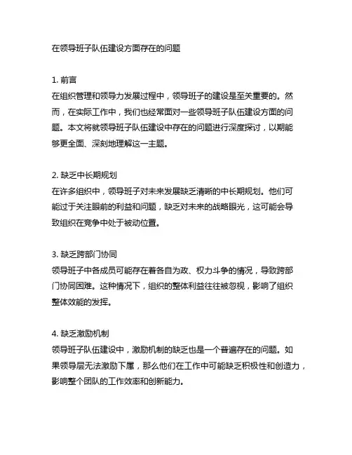 领导班子队伍建设方面存在的问题