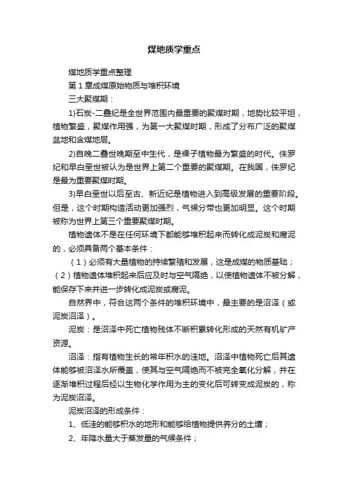 煤地质学重点