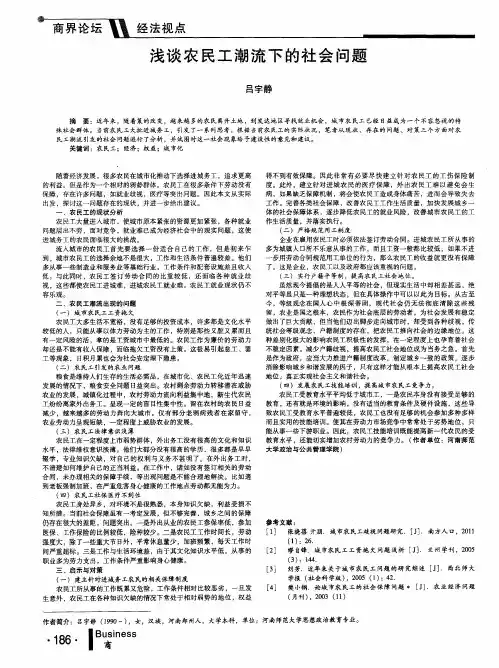浅谈农民工潮流下的社会问题