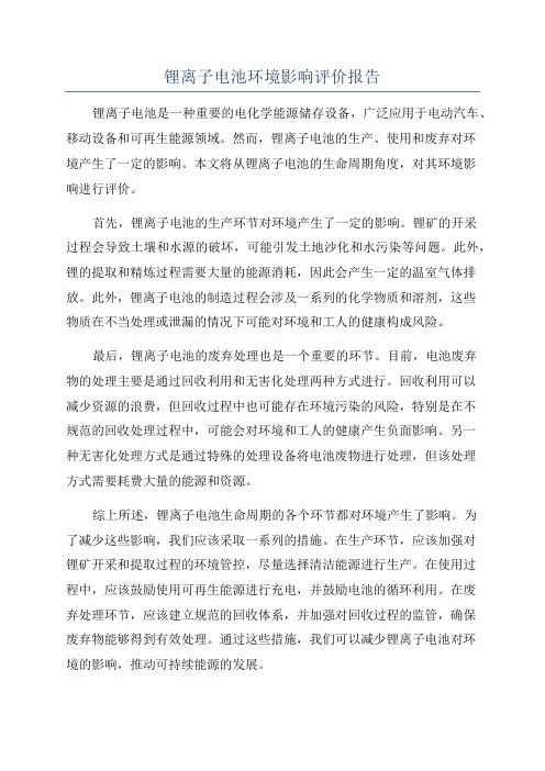 锂离子电池环境影响评价报告