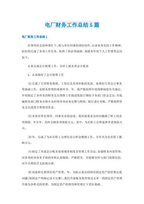 电厂财务工作总结5篇