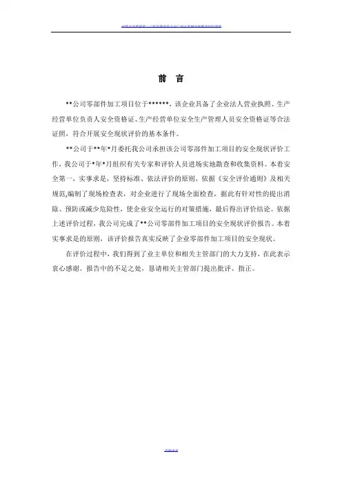 安全现状评价报告