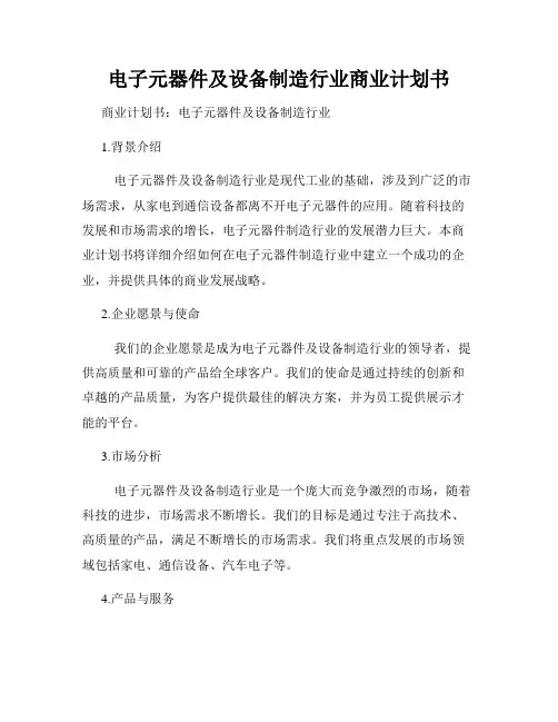 电子元器件及设备制造行业商业计划书