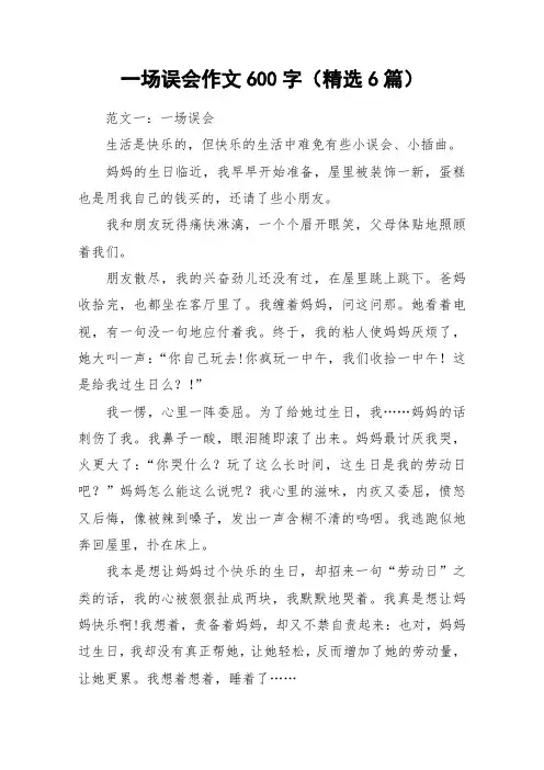 一场误会作文600字(精选6篇)_作文