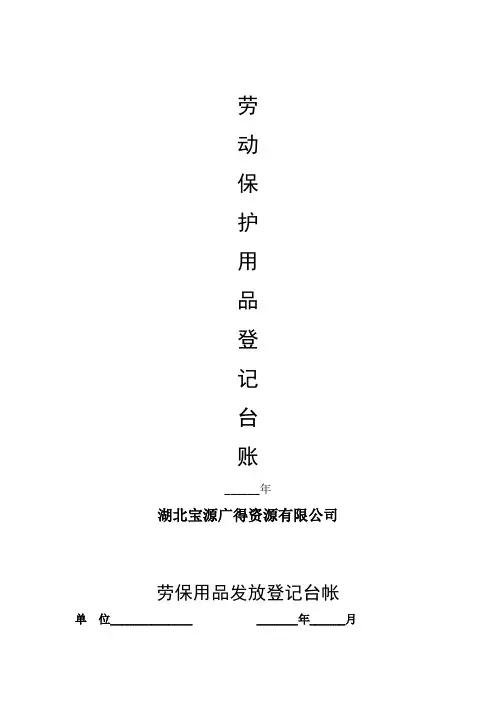 劳保用品发放登记台帐