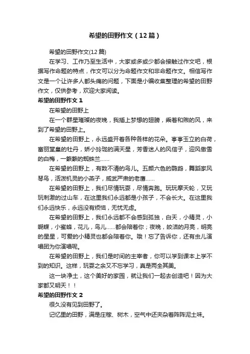 希望的田野作文（12篇）