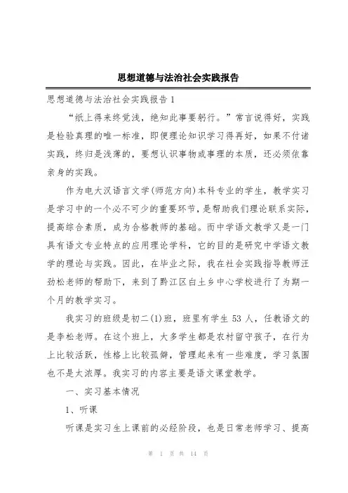 思想道德与法治社会实践报告