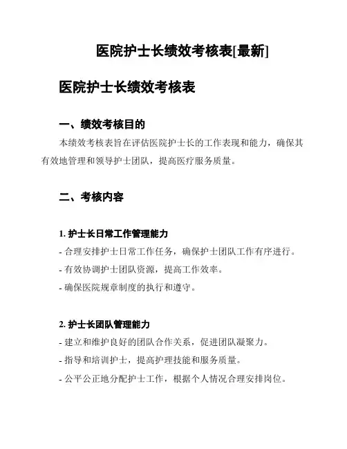 医院护士长绩效考核表[最新]