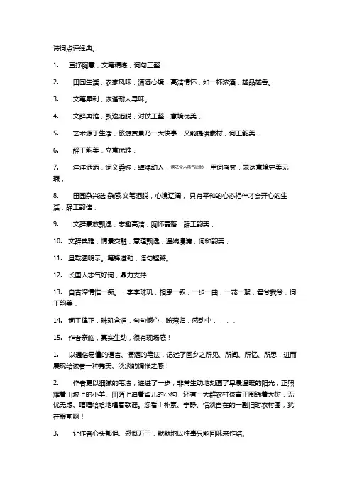 诗词点评经典