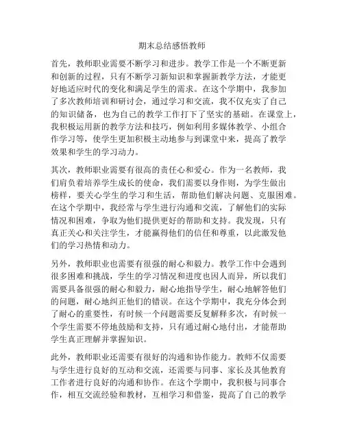 期末总结感悟教师