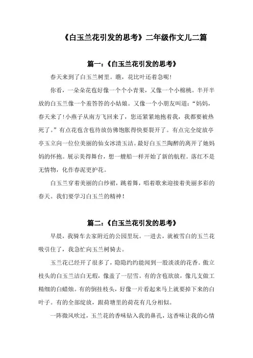 白玉兰花引发的思考二年级