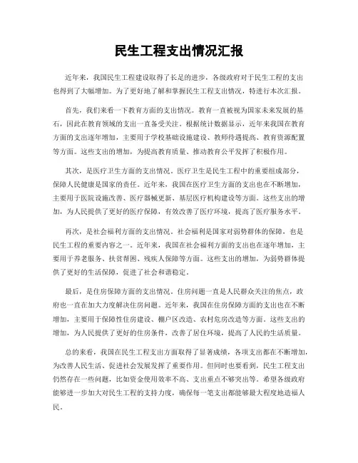 民生工程支出情况汇报