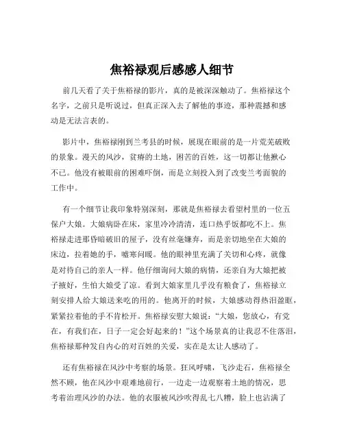 焦裕禄观后感感人细节