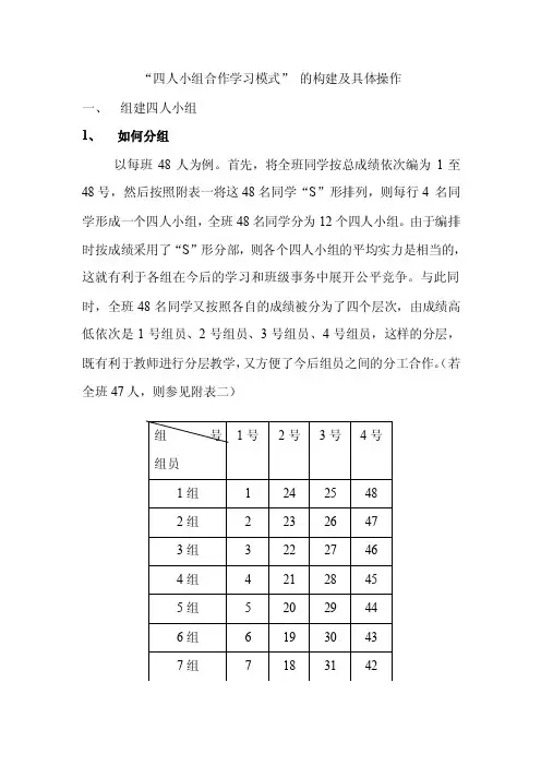 四人小组合作学习模式